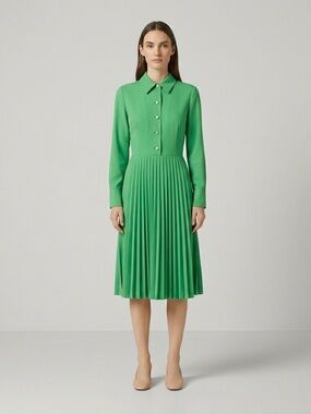 Vintage Kelly Green Long Sleeve Secretary Midi Dress - Small / 6